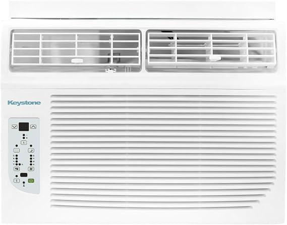 Keystone 12,000 BTU Window Air Conditioner with 11,000 BTU Supplemental Heating and Dehumidification, 230V, Window AC Unit for Living Room, Apartment, Medium Sized Rooms up to 550 Sq.Ft.