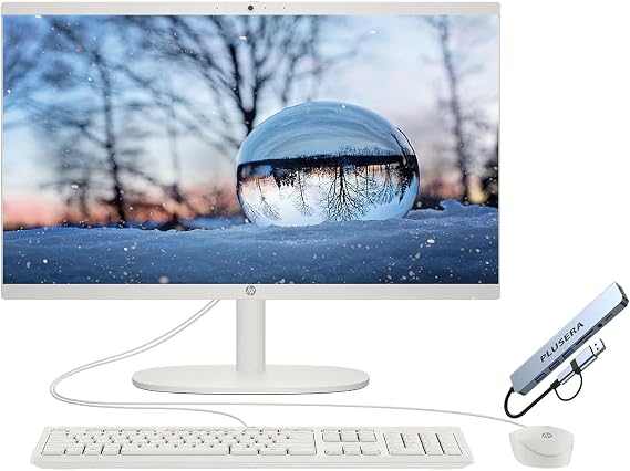 HP 21.5" FHD All-in-One Desktop Computer, Dual-Core Intel Celeron, Windows 11, Snow White (16GB RAM)