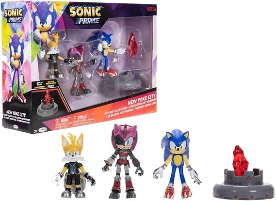 JAKKS Pacific Sonic Prime 2.5" Figure Multipack with Sonic, Tails Nine & The Prism Shard with Display Base!