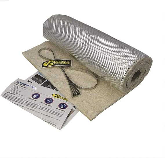 Heatshield Products 176001 Heatshield Armor Kit 1/2" Thick x 1' Wide x 3' Long Hot Pipe Heat Shield Kit with 4 Stainless Steel Locking Ties