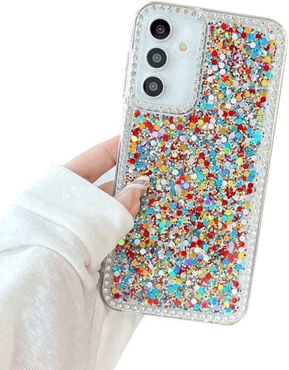 Glitter Shiny Sequins Case for Galaxy A54 5G,Women Girls Luxury Bling Sparkle Diamonds Bumper Camera Lens Protector Shockproof Protective Cover Phone Case for Samsung Galaxy A54-Colorful