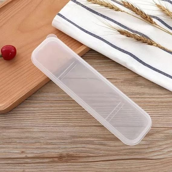 Portable Flatware Box Travel Tableware Storage Case, Simple Tableware Storage Box Case for Cutlery Kit, 9.64 x 2.32 inches White