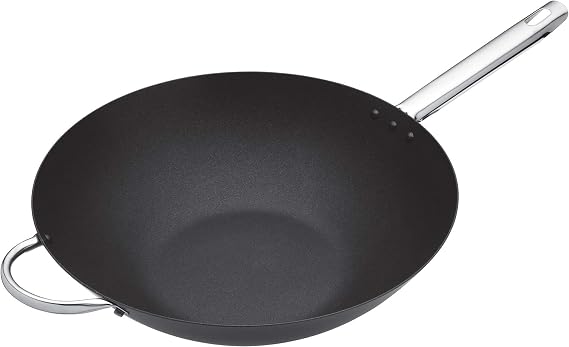 MasterClass Heavy-Duty Carbon Steel Non-Stick Wok, 35.5cm, PFAS-Free