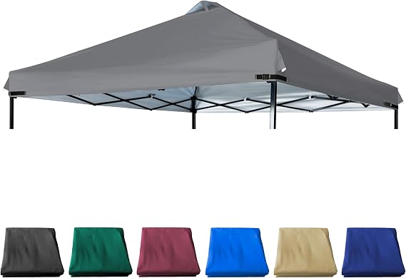 Canopy Replacement Top Silver Coated with Air Vent Upgraded Adjustable Straps for Most 12x12 Straight Leg Frame, (Gray)