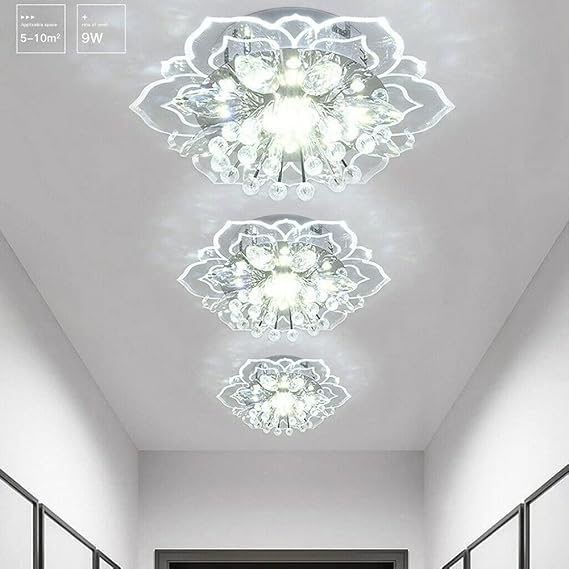 Practical LED Crystal Ceiling Chandelier Pendant Colorful Flower Shape Lamp Interior Light for Living Room Lighting (White) [Energy Class A++]