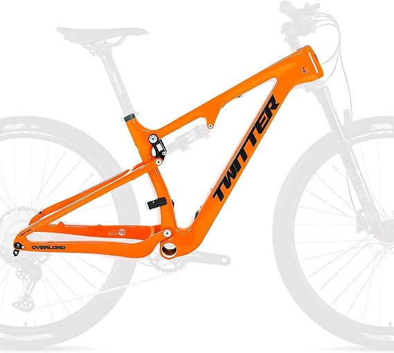 Full Suspension Carbon Fiber Frame 15"/17"/19"/21" Enduro/Downhill Mountain Bike Frame For 27.5/29er Wheel 12X148mm BOOST Thru Axle Disc Brake XC/DH Soft Tail Frame(Orange,29x17'')