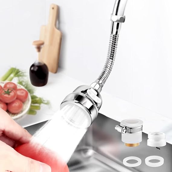 Faucet Sprayer Attachment,Kitchen Faucet Head Replacement 360 Rotatable 3-Speed Faucet Extender with Universal Aluminum Adapter for Kitchen Sink