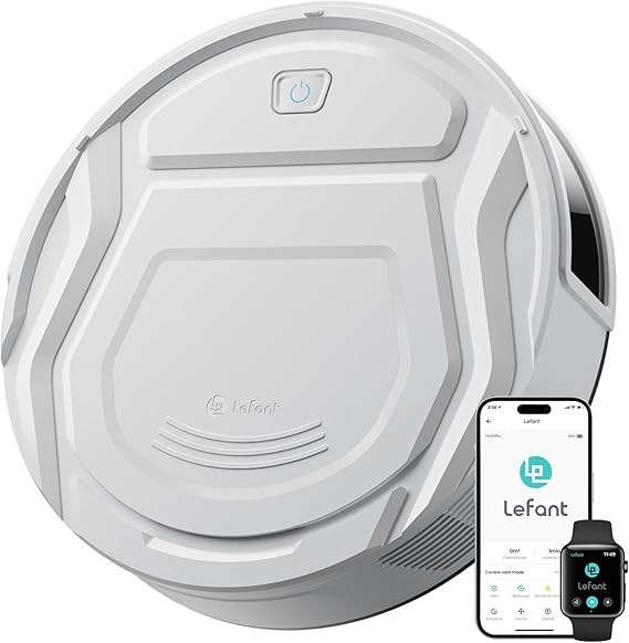 Lefant M210 Pro Robot Vacuum with 2200 Pa Powerful Suction, 6 Cleaning Modes, 120 Mins Runtime, Quiet, Self-Charging, Voice Control, Ideal for Pet Hair and Hard Floor, White