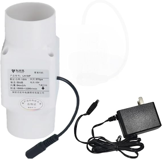 2/50mm Inline Duct Fan, Silent Inline Booster Fan 18W 12V Ventilation Exhaust Booster 54 CFM/H 330pa Intake Fume Extractor Blower for Grow Tents Workshop Basement Kitchen Bathroom ( Color : Not Adjus