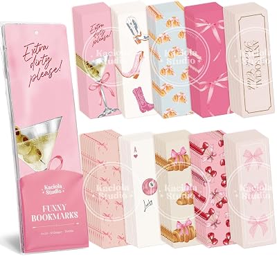 100PCS Bookmarks for Women, Bow Theme Paper Bookmarks Bulk 6 x 2 Cute Book Marks for Reading Booklovers Students Schools Gifts Bow