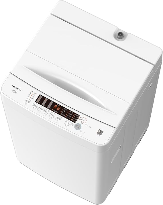 Hisense Washing Machine 5.5kg for 1-2 People Slim 3D Shower Water Flow Intense Cleaning Reservation Function Wind Drying Room Drying Multi-Course Easy Operation Bottom Discharge Single Living HW-K55L