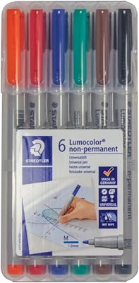 Chessex Role Playing Play Mat Marking Pen: 6 Pack Staedtler Lumocolor Water Based Overhead Projection Markers