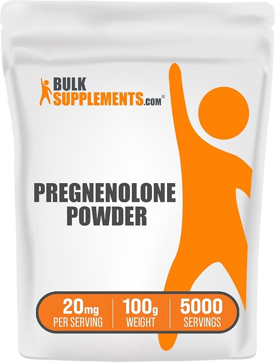 Pregnenolone Powder - Nutritional Supplement, Pregnenolone 20mg - Pure & Gluten Free, 20mg per Serving, 100g (3.5 oz) (Pack of 1)