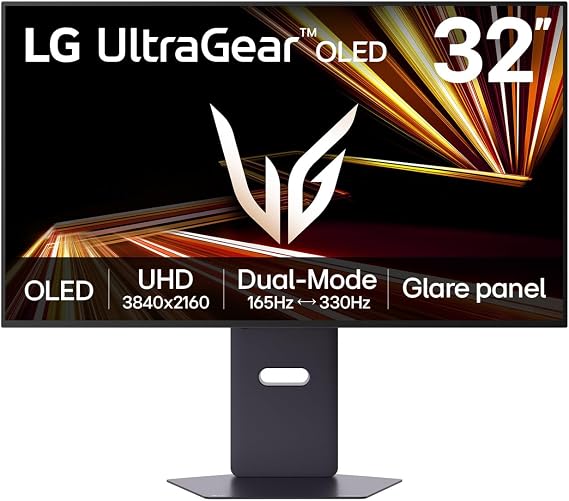 LG Ultragear 32GX850A-B 32 Inch OLED Gaming Monitor 4K UHD 165Hz/330Hz Dual Mode 0.03ms HDR10 DisplayHDR True Black 400 AMD FreeSync Premium Pro HDMI 2.1 Black