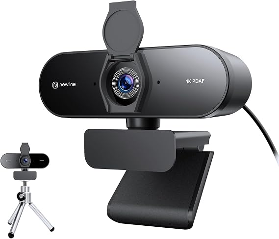 4K Webcam for PC with Fast Autofocus, 1080P 60FPS & 4K 30FPS, Dual Stereo Mics, Auto Light Correction, PDAF, USB Webcam with Tripod & Privacy Cover, for Video Calls, Meetings and Streaming