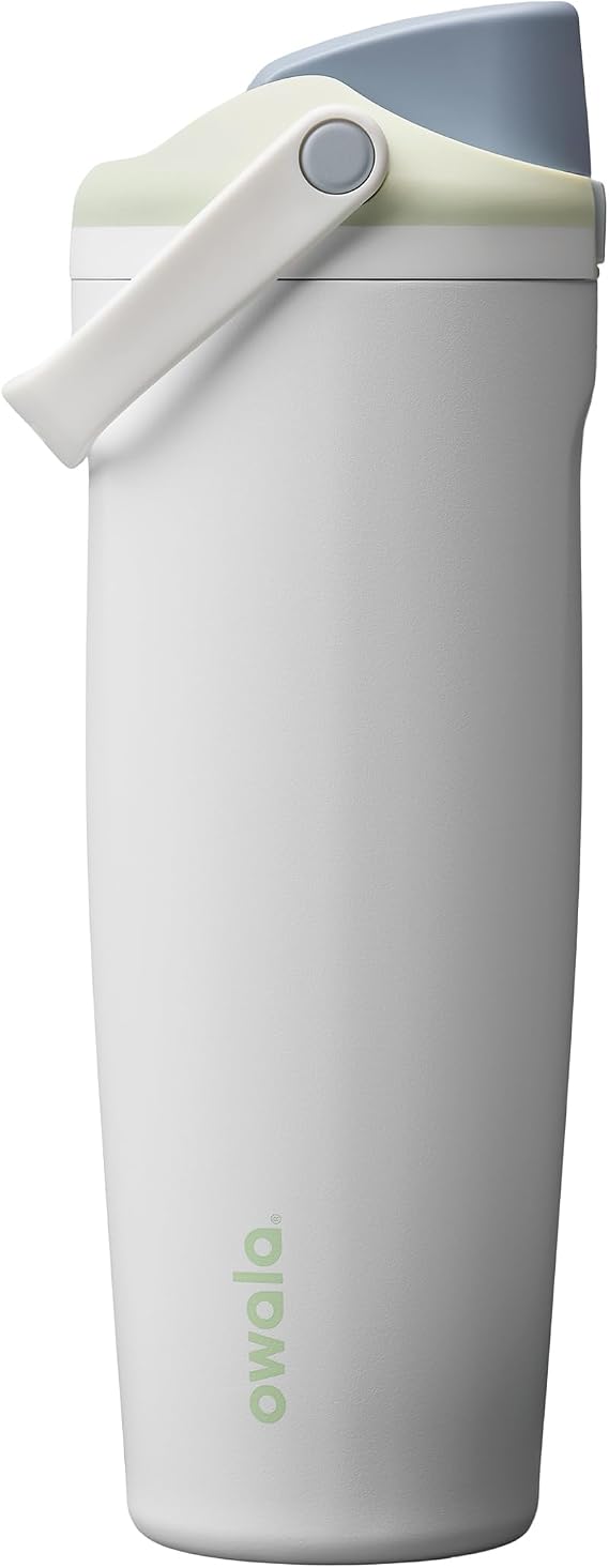 Owala FreeSip Sway Insulated Stainless Steel Water Bottle with Two-Way Spout, Built-in Straw and Bucket Handle, 890ml, BPA Free, Leak Proof, Iced Breeze (Mint/White)