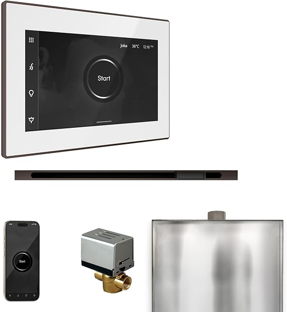 Mr Steam XButler Steam Shower Pkg w/iSteamX Control and Linear Steamhead in White OilRubBronze