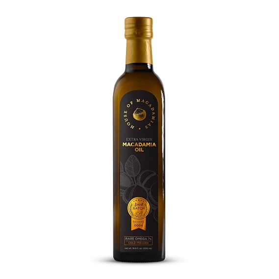 House of Macadamias Macadamia Oil, Dark Glass Bottle, Extra Virgin Cold-Pressed, High Smoke Point, 16.9 fl. oz. - 3rd Party Lab Tested, 100% Pure, Buttery Taste