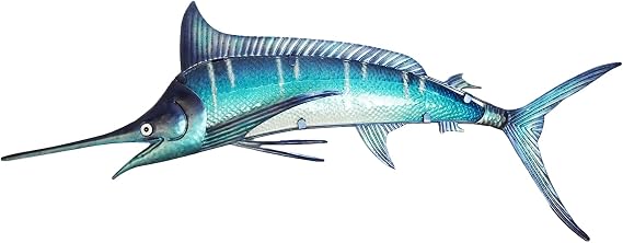 EUROCATCH Marlin - Wall decoration - 95cm - 3D - Metal and glass - Art - Mancave decoration - Wall decoration - Gift idea