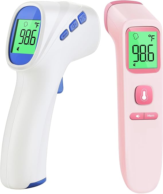 Forehead Thermometer for Adults and Kids - 2000 White & 202 Pink