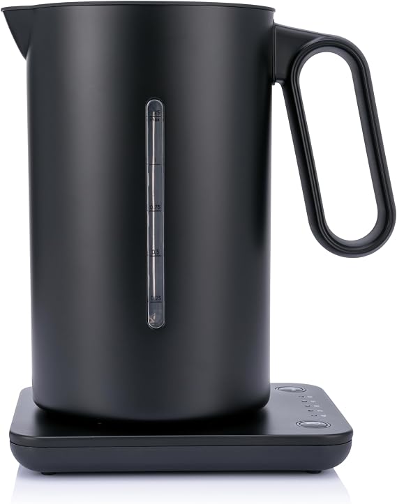 Wilfa Fixed Temperature Control Kettle - Temperature-Select & Keep Warm Function - Double Walled Insulation, Stainless Steel & Black