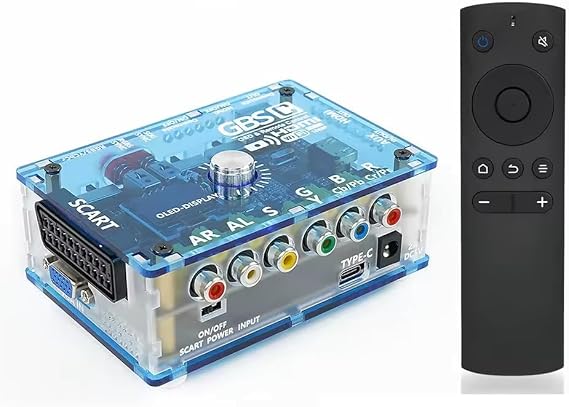 TicKnot ODV-GBS-C Mini Video Converter RGBS Scart/YPbPr to HDMI & VGA Upscaler for Retro Gaming Console PS2/N64/Dreamcast/Saturn with Zero Lag (Tran Blue)