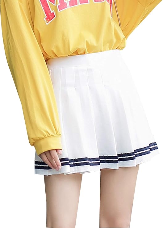 Women's High Waisted Mini Pleated Skirt School Uniform A-Line Skater Skirt with Shorts