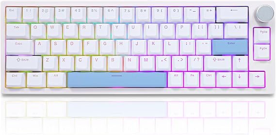 BOYI 66Pro Rapid Trigger RGB Gaming Keyboard,65% Hall Effect Magnetic Switch Adjustable Actuation Gasket-Mounted Hot Swap Wired Mechanical Keyboard with Knob for PC/Mac Gamer (White)