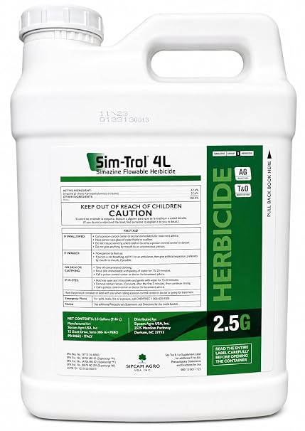Simazine 4L (2.5 Gallons) - Simazine Pre Emergent Herbicide for Broadleaf and Grass Suppression T/0 and AG Labeled