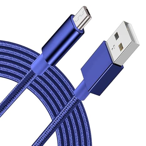 Braided USB Cable Charging Cord/Charger Power Lead Wire Compatible with CUBOT MAX 6.0 Inch 4G / Blue / (3m / 9.9ft)