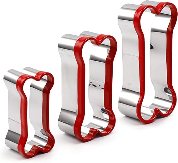 3Pcs Bone Cookie Cutter, Dog Bone Cookie Cutter Stainless Steel Baking Mold | dog bone cutters for baking bone shaped cookie cutter puppy biscuit cutter pet treat molds cookie cutters baking tools