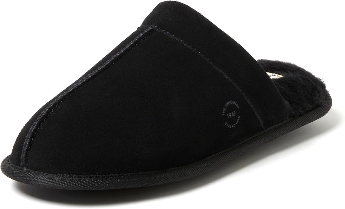 Dearfoams Men's Bradford Genuine Suede House Shoe Scuff Slipper