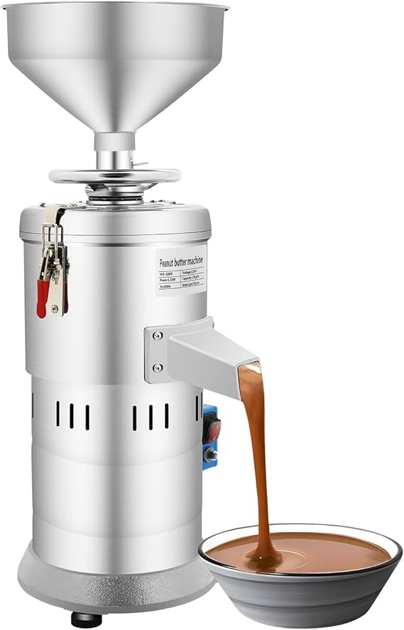 Peanut Butter Machine Electric Grain Grinder Peanut Butter Maker Machine with 1100W Pure Copper Motor Sesame Sauce Grinder for Grinding Rice Almonds Sesame Seeds 110V 60Hz, Silver