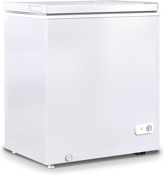 5.0 Cubic Feet Chest Freezer, Energy Saving Deep Freezer, White | Compact Chest Deep Freezer with Removable Basket, 7 Level Adjustable Thermostat