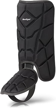 Baseball Leg Guard, Batter's Leg Guard Softball Baseball Shin Guard Black Foot Guard with Adjustable Straps for Youth Adult