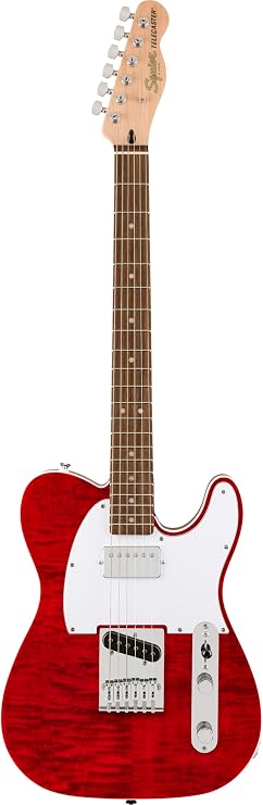 Squier by Fender/Affinity Series Telecaster FMT SH Laurel Fingerboard White Pickguard Crimson Red Transparent Squier