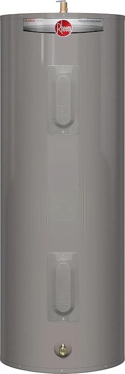 Rheem PROE30 T2 RH95 30-Gallon Professional Classic Electric Water Heater; 240VAC; Dual 4500-Watt Heating Elements; Tall Profile; Automatic Thermostat; Temperature and Pressure Relief Valve