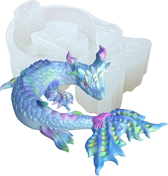 Water Dragon 3D Epoxy Resin Silicone Mold for Fondant Sugar Craft, Cake Topper Decorating, Polymer Clay, Plaster