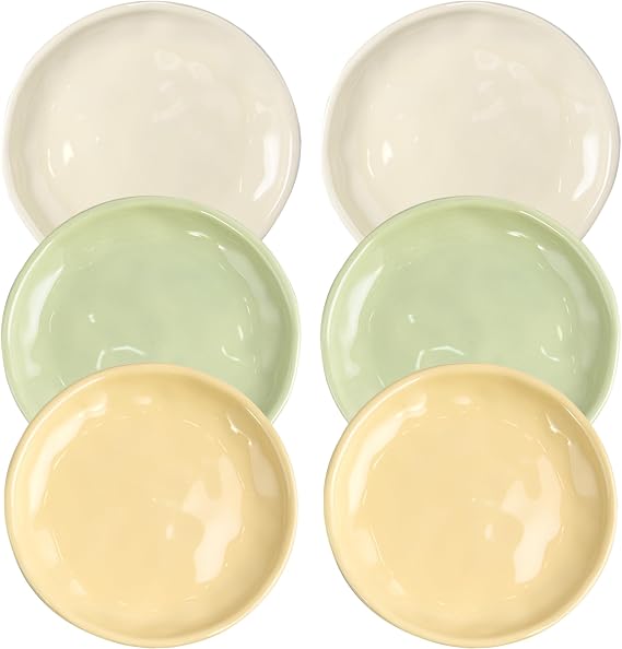 Ceramic Salad Plates of 6, Small Ceramic Dessert Plates Set | 6 Inch Appetizer Plates Ceramic for Fruits, Snacks, Cakes - Dishwasher and Microwave Safe