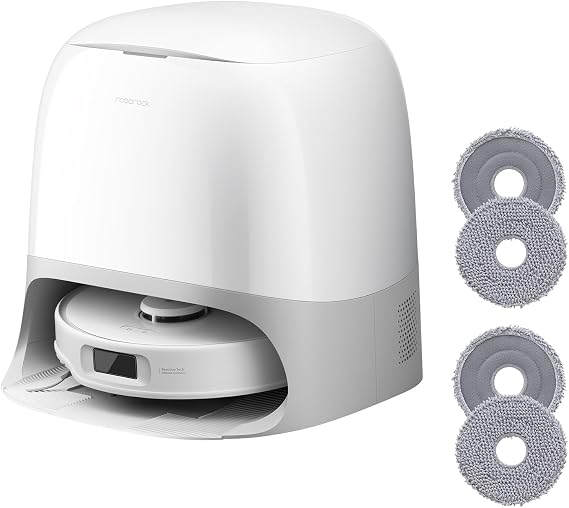 roborock Qrevo Curv S5X Robot Vacuum and Mop with 4 Pack Microfiber Mop Cloths