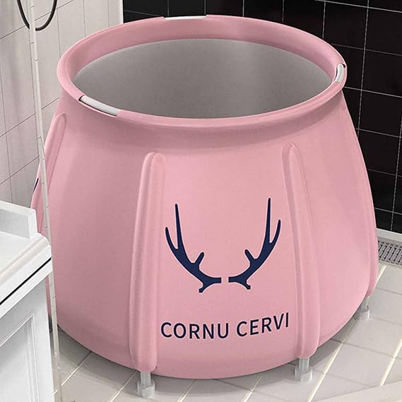 Portable Bathtub Foldable Japanese Style Bathtub for Adults, Freestanding Ice and Hot Folding Tub, Shower Room in Small Space, Foldable with Heat Foam to Keep Temperature