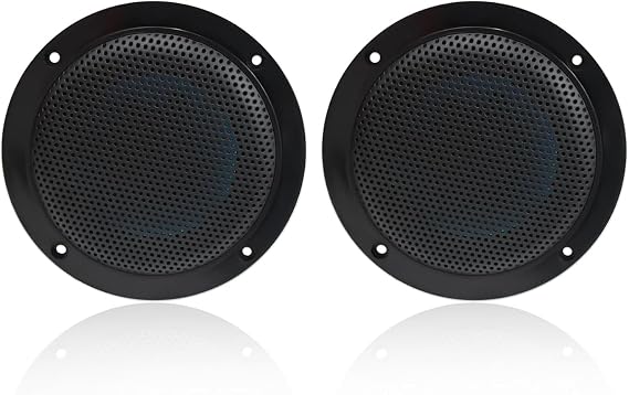 Herdio 4 Inches Waterproof Marine Ceiling Flush Wall Mount Speakers with 160 Watts Power, Handling for Kitchen Bathroom Boat Car Motorcycle Cloth Surround and Low Profile Design - 1 Pair (Black)