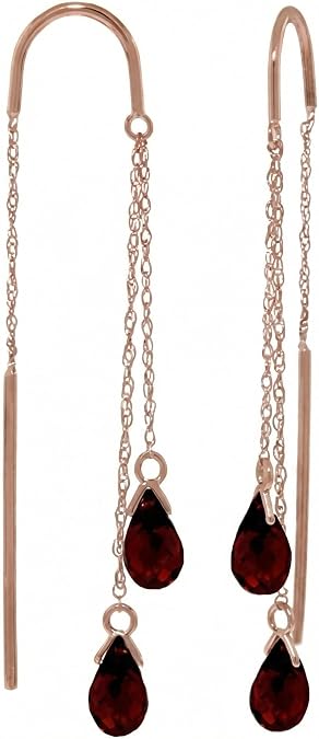 Galaxy Gold 14K Solid Gold 2.5 Carat Natural Garnet Earrings for Women - Yellow Gold Fine Jewelry