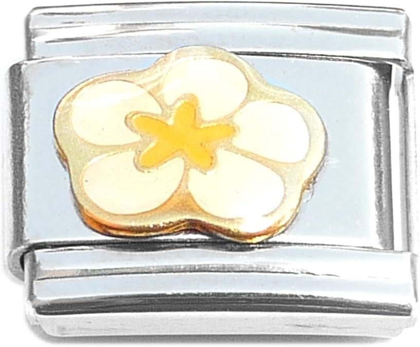 NewCharms Tropical Hibiscus Flower White Italian Charm