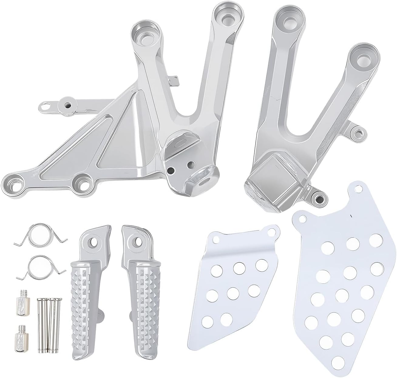 Motorcycle Front Rider Footrest Foot Pegs Bracket Set for Honda CBR1000RR 2004-2007 2006 2005 (Silver)
