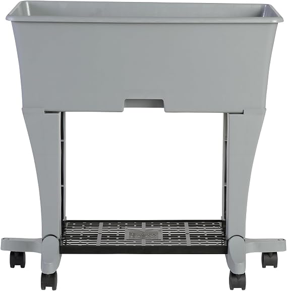 EarthBox Raised Bed Garden Stand Includes Legs, Wheels & Storage Tray, Easy Assembly, Trellis Compatible, Made in USA, Gray