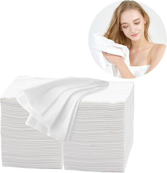 Premium Disposable Towel, 100 PCS Ultra Soft, Quick Dry Disposable Hair Towels Spa Salon Towel, Portable Body Towels Disposable for Massage Beauty Hotel Camping Travel Gym 28 x 12 inch