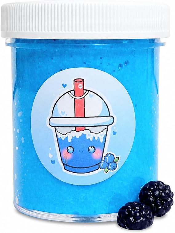 Hoshimi Slimes Blue Raspberry Slushy Snow Fizz Slime Ages 8+ 4oz Handmade Scented Crunchy Sensory ASMR Gift