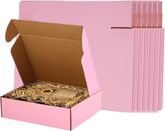 26 Pack 11"x9"x3" Pink Shipping Boxes | Corrugated Cardboard Mailer Box|Literature Mailer for Small Business