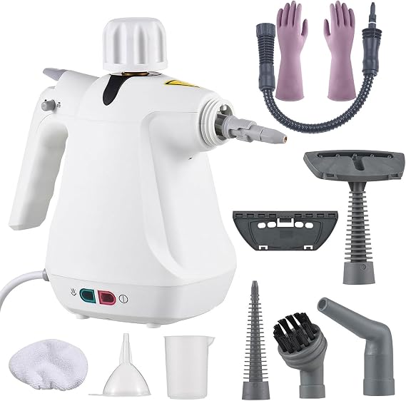 Handheld Steamer, 3bar Portable Steam Cleaners with 11 pcs Accessories, 1050W Multi-Purpose Steam Cleaning